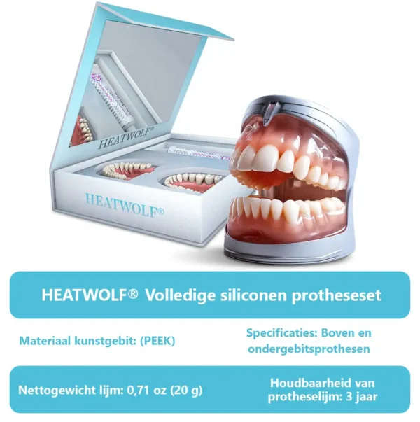 ✅Officiële Winkel | HEATWOLF® Siliconen Volledig Kunstgebit 🧑🏼‍⚕️Aanbevolen door de Belgische Tandartsenvereniging (VBT)