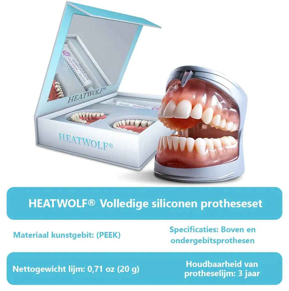 ✅Officiële Winkel | HEATWOLF® Siliconen Volledig Kunstgebit 🧑🏼‍⚕️Aanbevolen door de Belgische Tandartsenvereniging (VBT)