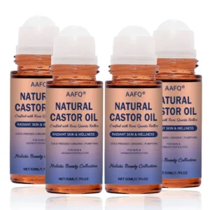 AAFQ®Natural Castor Oil Roll-On| 100% Pure, Unscented, For Radiant Skin | Deeply Hydrates | Reduces Fine Lines | Lush Hair & Relaxation