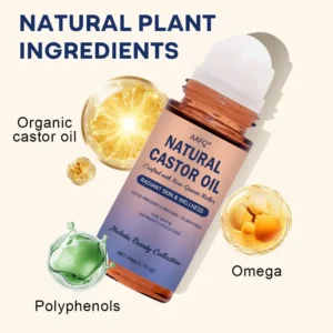 AAFQ®Natural Castor Oil Roll-On| 100% Pure, Unscented, For Radiant Skin | Deeply Hydrates | Reduces Fine Lines | Lush Hair & Relaxation