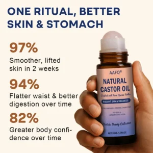 AAFQ®Natural Castor Oil Roll-On| 100% Pure, Unscented, For Radiant Skin | Deeply Hydrates | Reduces Fine Lines | Lush Hair & Relaxation