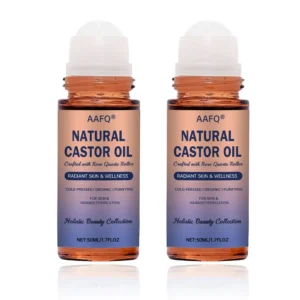 AAFQ®Natural Castor Oil Roll-On| 100% Pure, Unscented, For Radiant Skin | Deeply Hydrates | Reduces Fine Lines | Lush Hair & Relaxation